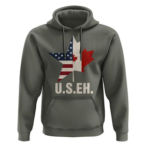 Funny American Canadan Hoodie US EH Canada Maple Leaf America Star Flag TS02 Military Green Print Your Wear