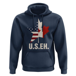 Funny American Canadan Hoodie US EH Canada Maple Leaf America Star Flag TS02 Navy Print Your Wear