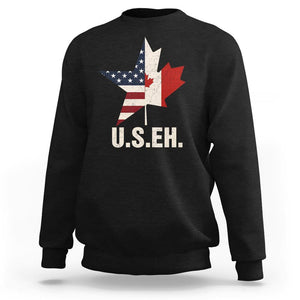 Funny American Canadan Sweatshirt US EH Canada Maple Leaf America Star Flag TS02 Black Print Your Wear