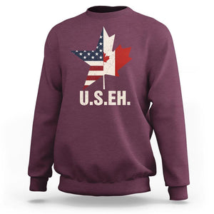 Funny American Canadan Sweatshirt US EH Canada Maple Leaf America Star Flag TS02 Maroon Print Your Wear