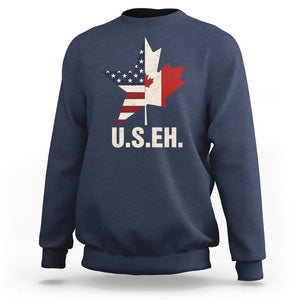 Funny American Canadan Sweatshirt US EH Canada Maple Leaf America Star Flag TS02 Navy Print Your Wear