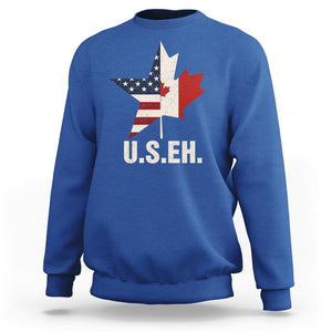 Funny American Canadan Sweatshirt US EH Canada Maple Leaf America Star Flag TS02 Royal Blue Print Your Wear