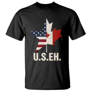 Funny American Canadan T Shirt US EH Canada Maple Leaf America Star Flag TS02 Black Print Your Wear