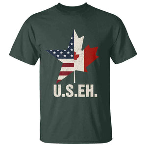 Funny American Canadan T Shirt US EH Canada Maple Leaf America Star Flag TS02 Dark Forest Green Print Your Wear