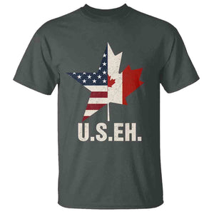 Funny American Canadan T Shirt US EH Canada Maple Leaf America Star Flag TS02 Dark Heather Print Your Wear