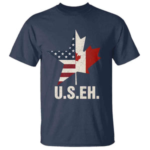 Funny American Canadan T Shirt US EH Canada Maple Leaf America Star Flag TS02 Navy Print Your Wear