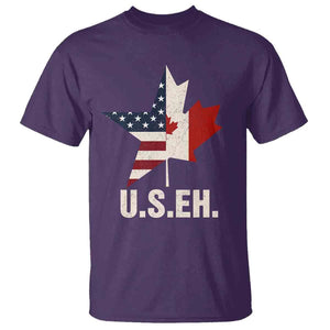 Funny American Canadan T Shirt US EH Canada Maple Leaf America Star Flag TS02 Purple Print Your Wear