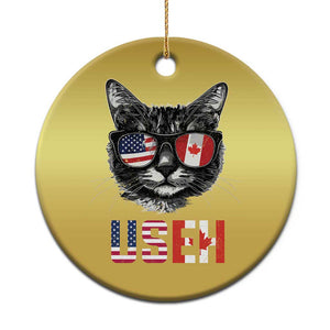 Cool American Canadan Cat Christmas Ornament US EH American Canada Flag Funny TS02 Print Your Wear