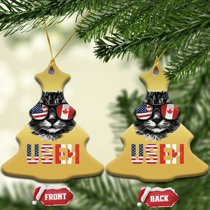 Cool American Canadan Cat Christmas Ornament US EH American Canada Flag Funny TS02 Christmas Tree Gold Print Your Wear