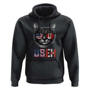 Cool American Canadan Cat Hoodie US EH American Canada Flag Funny TS02 Black Print Your Wear