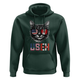 Cool American Canadan Cat Hoodie US EH American Canada Flag Funny TS02 Dark Forest Green Print Your Wear