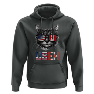 Cool American Canadan Cat Hoodie US EH American Canada Flag Funny TS02 Dark Heather Print Your Wear