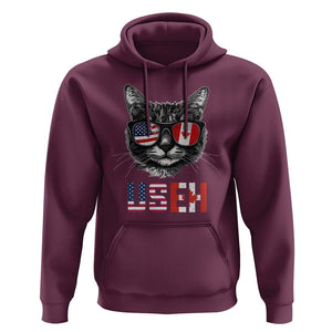 Cool American Canadan Cat Hoodie US EH American Canada Flag Funny TS02 Maroon Print Your Wear