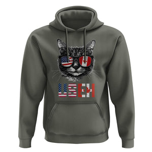 Cool American Canadan Cat Hoodie US EH American Canada Flag Funny TS02 Military Green Print Your Wear