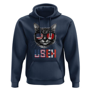 Cool American Canadan Cat Hoodie US EH American Canada Flag Funny TS02 Navy Print Your Wear