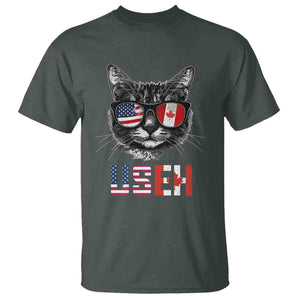 Cool American Canadan Cat T Shirt US EH American Canada Flag Funny TS02 Dark Heather Print Your Wear