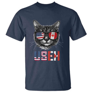 Cool American Canadan Cat T Shirt US EH American Canada Flag Funny TS02 Navy Print Your Wear