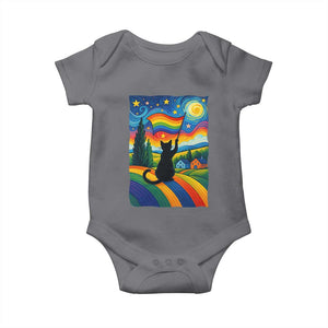 Whimsical Black Cat Pride Flag Baby Onesie Colorful LGBTQ Rainbow TS02 Charcoal Print Your Wear