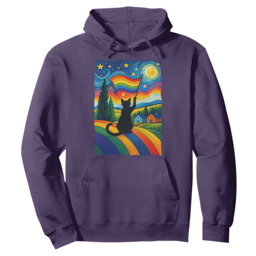 Whimsical Black Cat Pride Flag Hoodie Colorful LGBTQ Rainbow TS02 Purple Print Your Wear