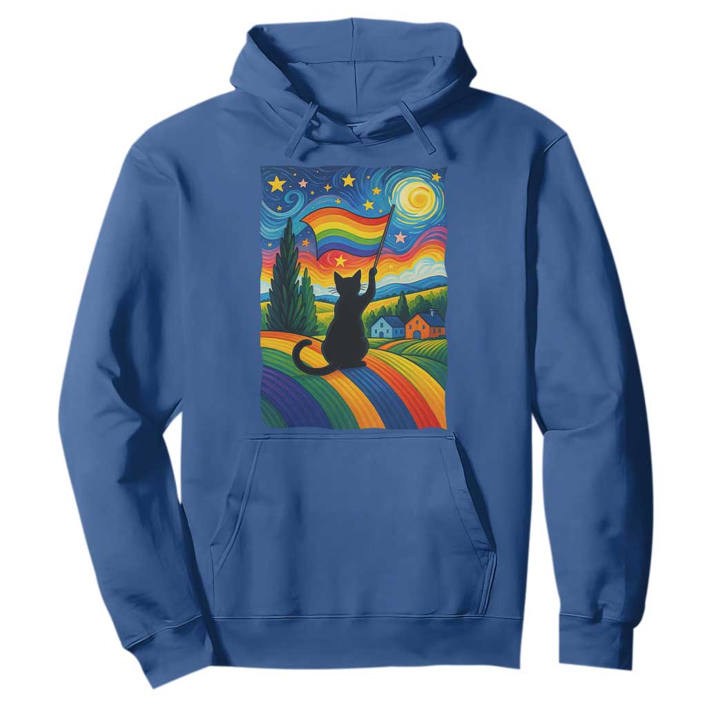 Whimsical Black Cat Pride Flag Hoodie Colorful LGBTQ Rainbow TS02 Royal Blue Print Your Wear