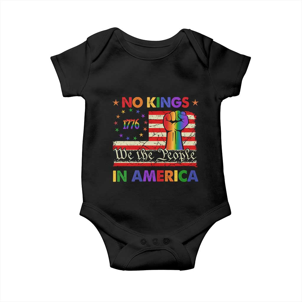 No Kings In America Rainbow Flag Baby Onesie TS02 Black Print Your Wear