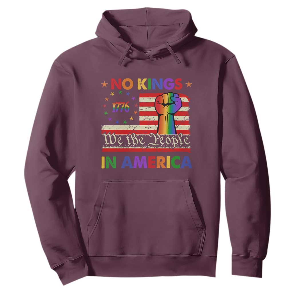 No Kings In America Rainbow Flag Hoodie TS02 Maroon Print Your Wear