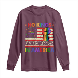 No Kings In America Rainbow Flag Long Sleeve Shirt TS02 Maroon Print Your Wear