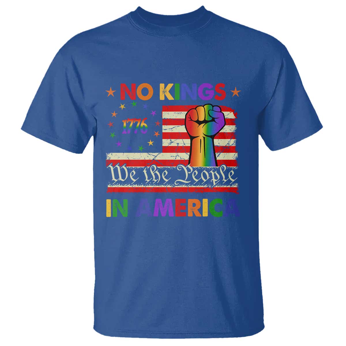 No Kings In America Rainbow Flag T Shirt TS02 Royal Blue Print Your Wear