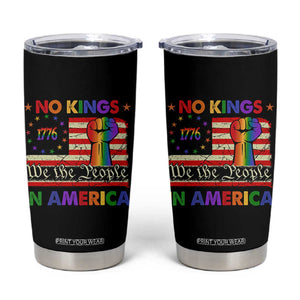 No Kings In America Rainbow Flag Tumbler Cup TS02 Black Print Your Wear