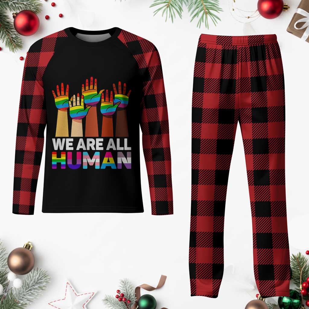 We Are All Human Rainbow Hands Plaid Pajama Set LGBTQ+ Unity Equality Pride Month TS02 Buffalo Plaid Print Your Wear