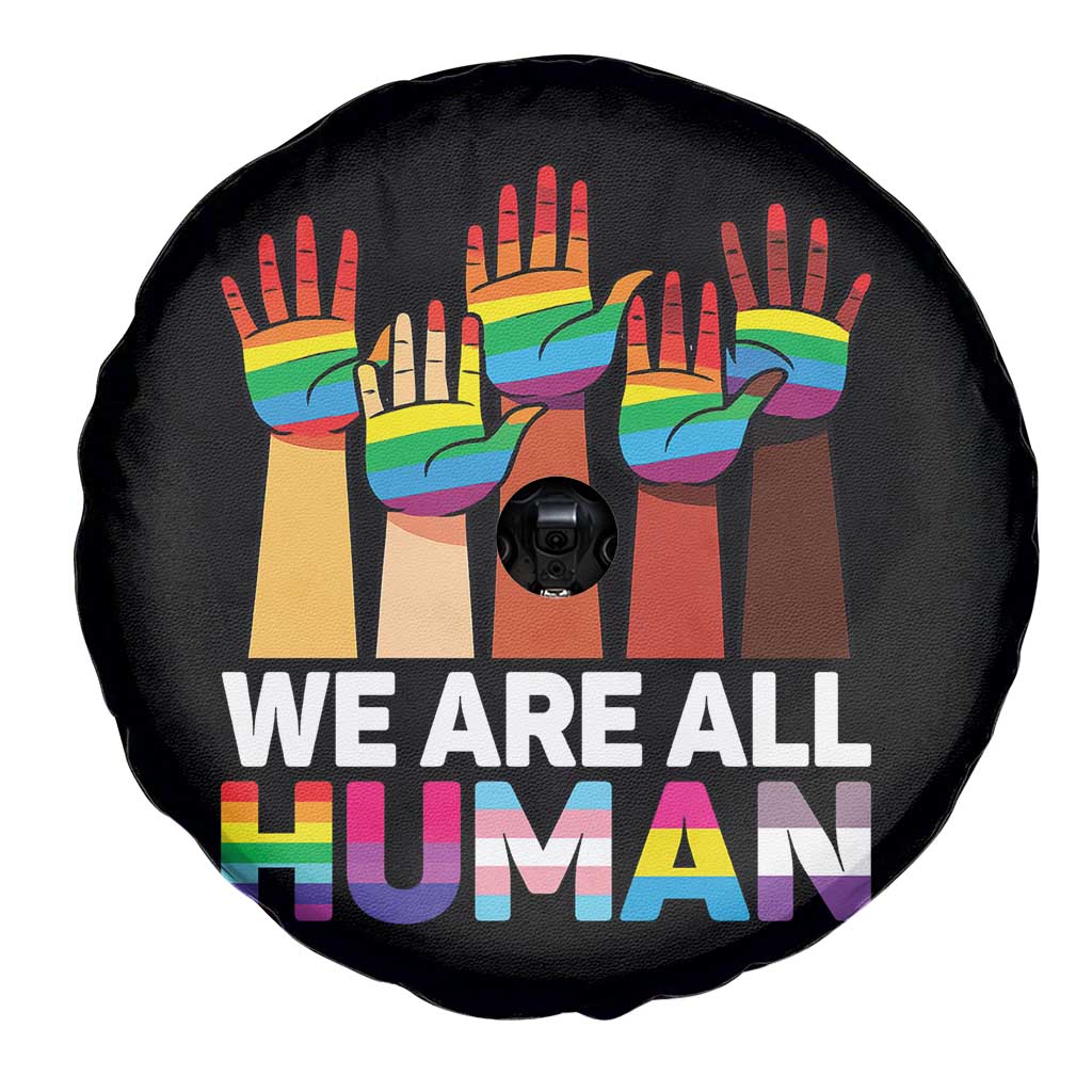 We Are All Human Rainbow Hands Spare Tire Cover LGBTQ+ Unity Equality Pride Month TS02 Print Your Wear