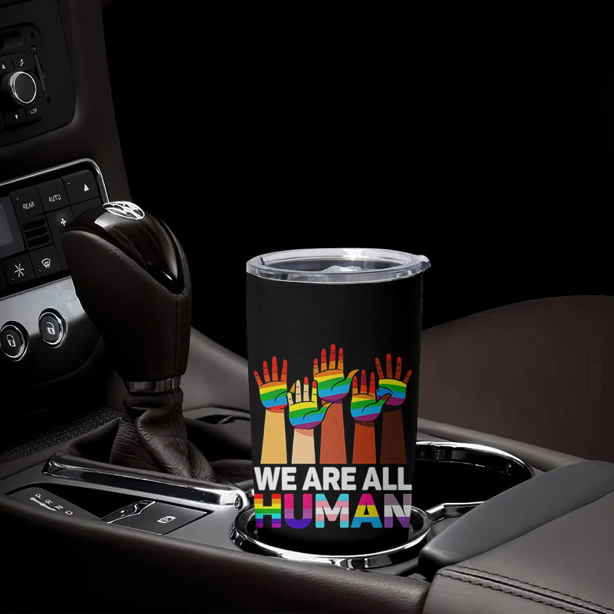 We Are All Human Rainbow Hands Tumbler Cup LGBTQ+ Unity Equality Pride Month TS02 Print Your Wear