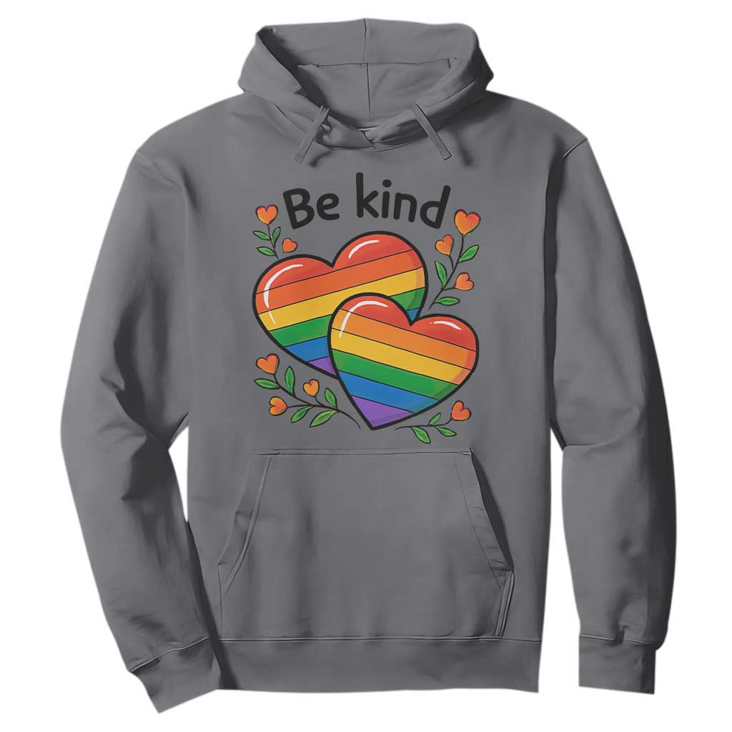 Be Kind Rainbow Heart Hoodie Spread Kindness LGBTQ Love Pride Month TS02 Charcoal Print Your Wear