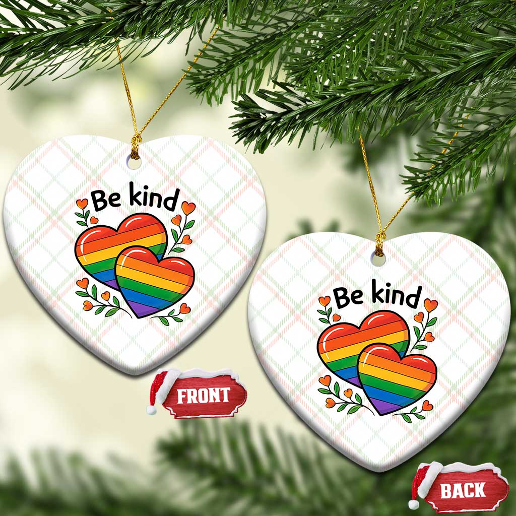 Be Kind Rainbow Heart Ceramic Ornament Spread Kindness LGBTQ Love Pride Month TS02 Print Your Wear