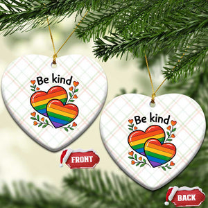 Be Kind Rainbow Heart Ceramic Ornament Spread Kindness LGBTQ Love Pride Month TS02 Print Your Wear