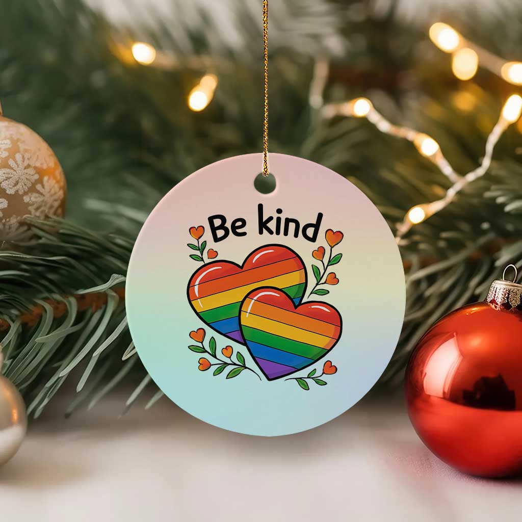 Be Kind Rainbow Heart Ceramic Ornament Spread Kindness LGBTQ Love Pride Month TS02 1pc Pastel Print Your Wear