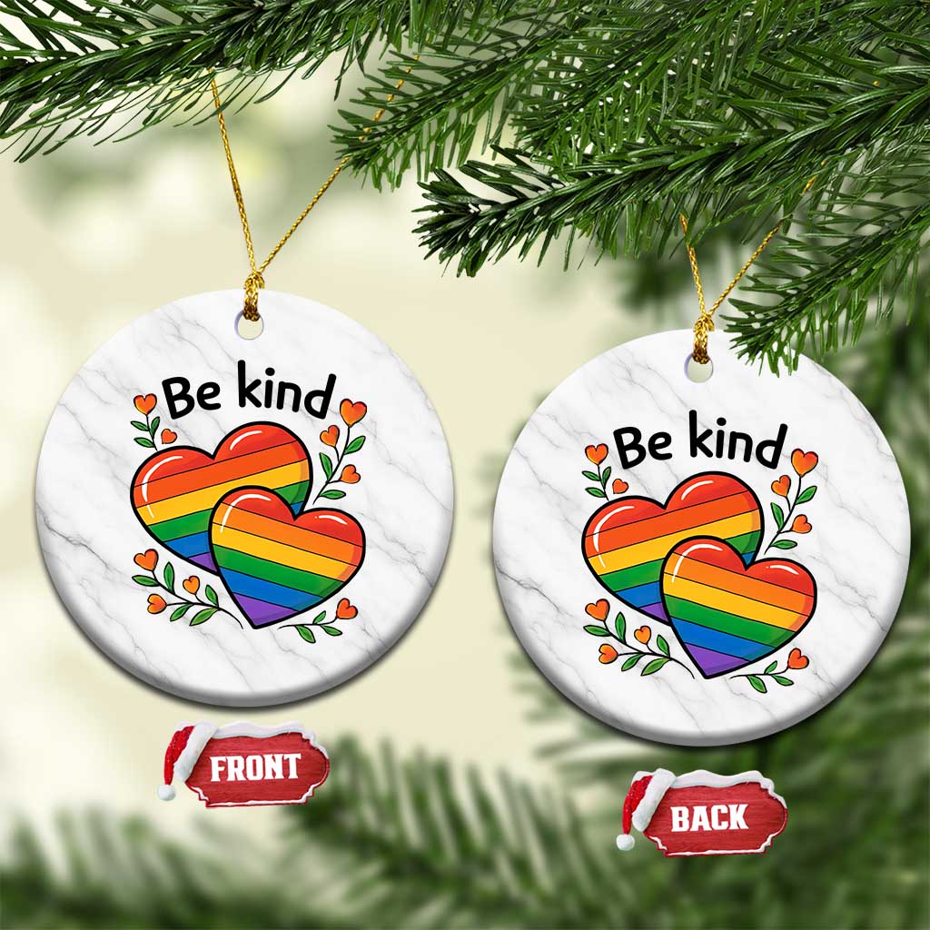 Be Kind Rainbow Heart Ceramic Ornament Spread Kindness LGBTQ Love Pride Month TS02 1pc White Marble Print Your Wear