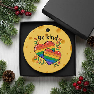 Be Kind Rainbow Heart Ceramic Ornament Spread Kindness LGBTQ Love Pride Month TS02 1pc Yellow Cheese Print Your Wear