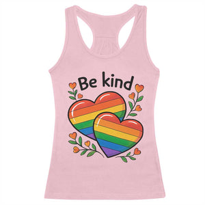 Be Kind Rainbow Heart Racerback Tank Top Spread Kindness LGBTQ Love Pride Month TS02 Light Pink Print Your Wear