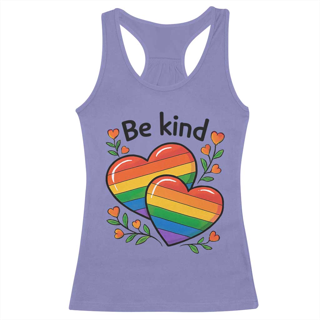 Be Kind Rainbow Heart Racerback Tank Top Spread Kindness LGBTQ Love Pride Month TS02 Violet Print Your Wear