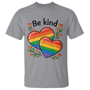 Be Kind Rainbow Heart T Shirt Spread Kindness LGBTQ Love Pride Month TS02 Sport Gray Print Your Wear