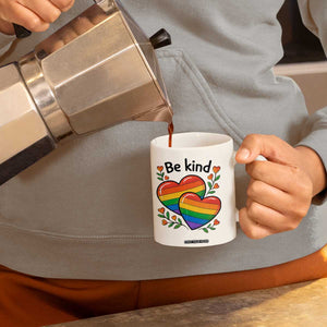 Be Kind Rainbow Heart Coffee Mug Spread Kindness LGBTQ Love Pride Month TS02 Print Your Wear
