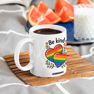 Be Kind Rainbow Heart Coffee Mug Spread Kindness LGBTQ Love Pride Month TS02 Print Your Wear