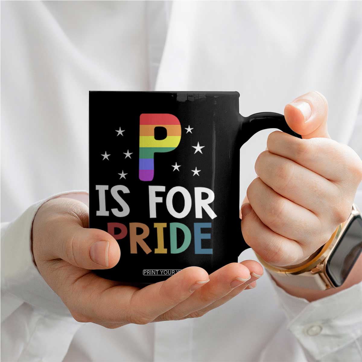 P is for Pride Coffee Mug Funny Rainbow Alphabet Celebrating LGBTQ+ Identity TS02 Print Your Wear