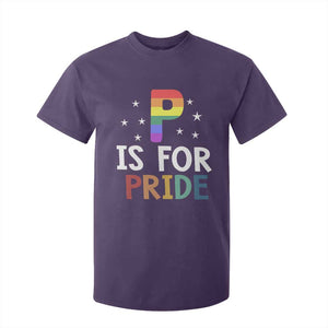P is for Pride T Shirt For Kid Funny Rainbow Alphabet Celebrating LGBTQ+ Identity TS02 Purple Print Your Wear
