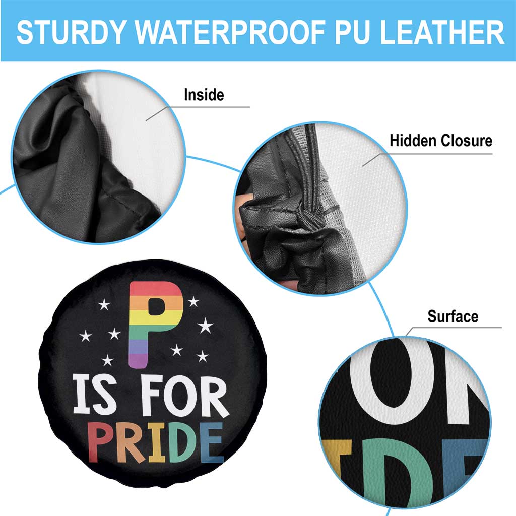 P is for Pride Spare Tire Cover Funny Rainbow Alphabet Celebrating LGBTQ+ Identity TS02 Print Your Wear