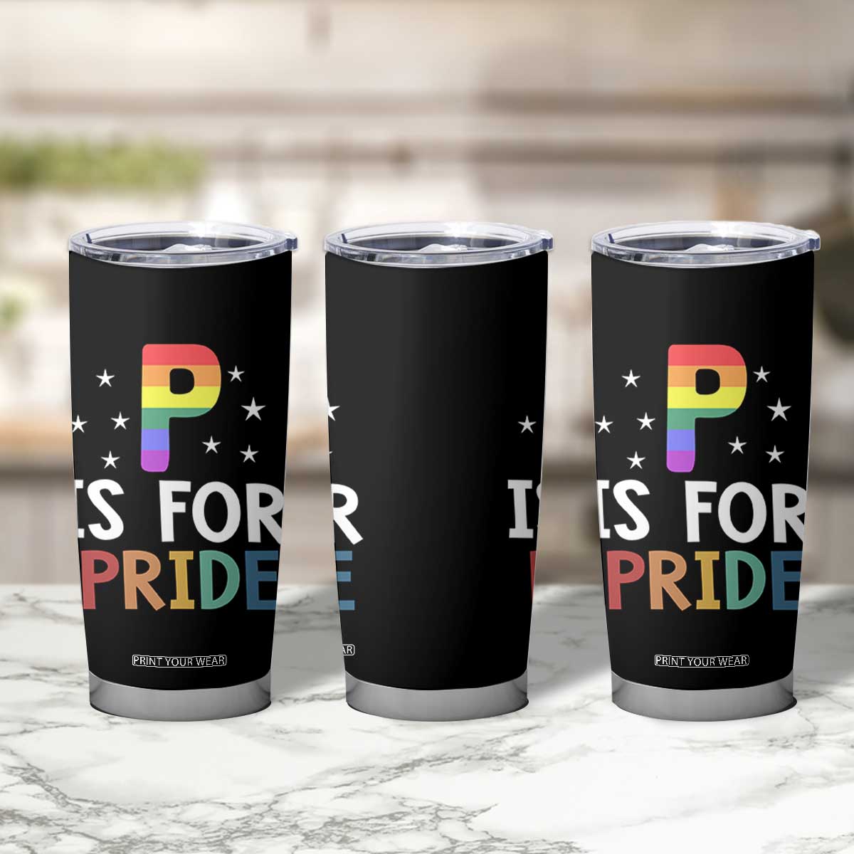 P is for Pride Tumbler Cup Funny Rainbow Alphabet Celebrating LGBTQ+ Identity TS02 Print Your Wear