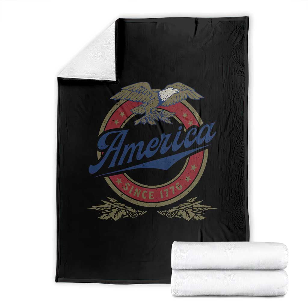 America Since 1776 Throw Blanket 4th of July Retro Vintage Patriotic Eagle Pride TS02 Black Print Your Wear