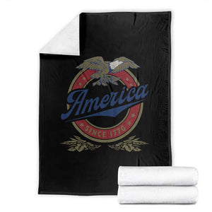 America Since 1776 Throw Blanket 4th of July Retro Vintage Patriotic Eagle Pride TS02 Black Print Your Wear