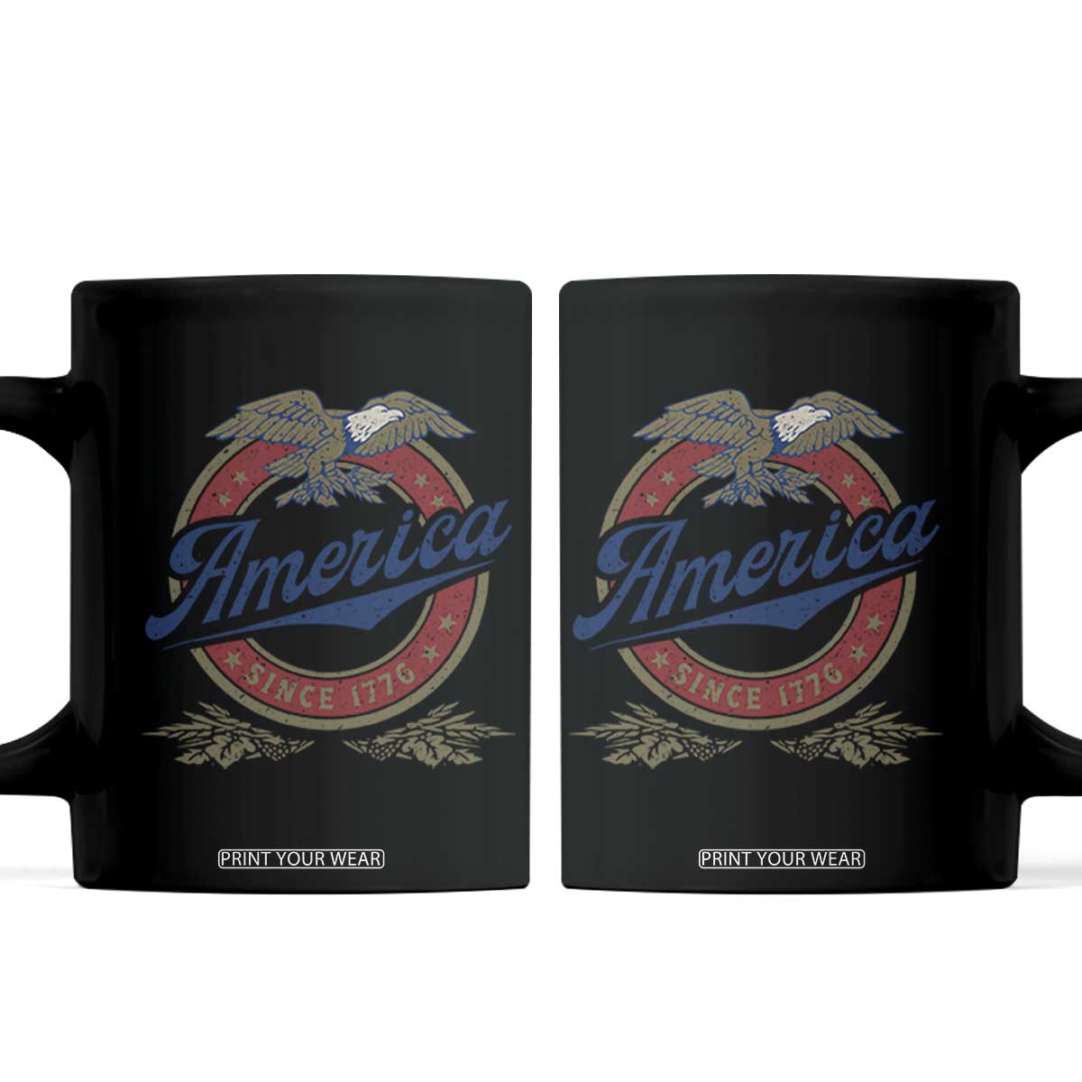America Since 1776 Coffee Mug 4th of July Retro Vintage Patriotic Eagle Pride TS02 Black Print Your Wear